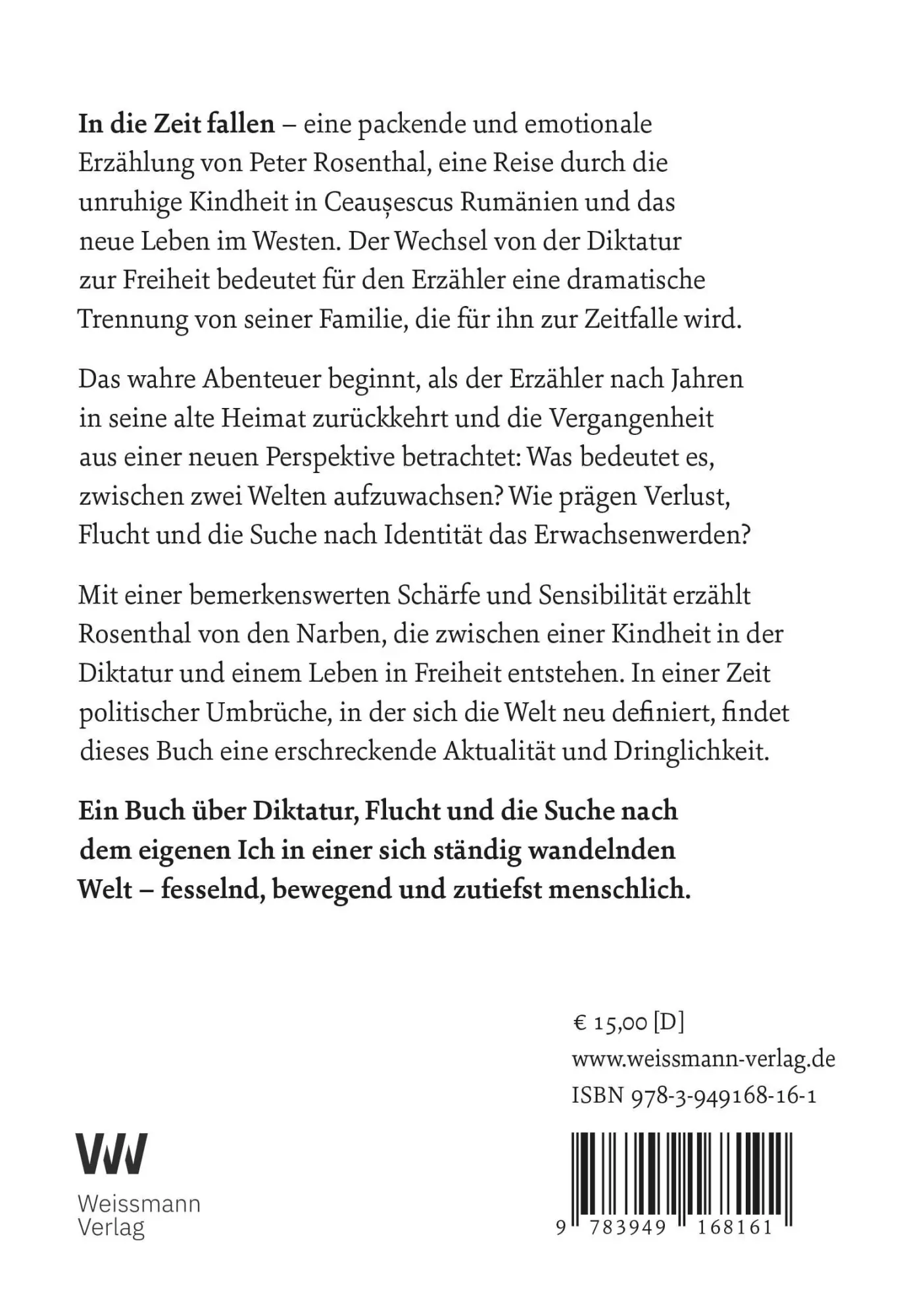 Rückseite: 9783949168161 | In die Zeit fallen | Peter Rosenthal | Taschenbuch | Deutsch | 2024