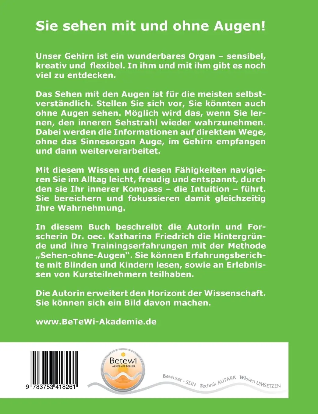 Rückseite: 9783753418261 | Sehen ohne Augen | Intuition und Wahrnehmung im Alltag entfalten