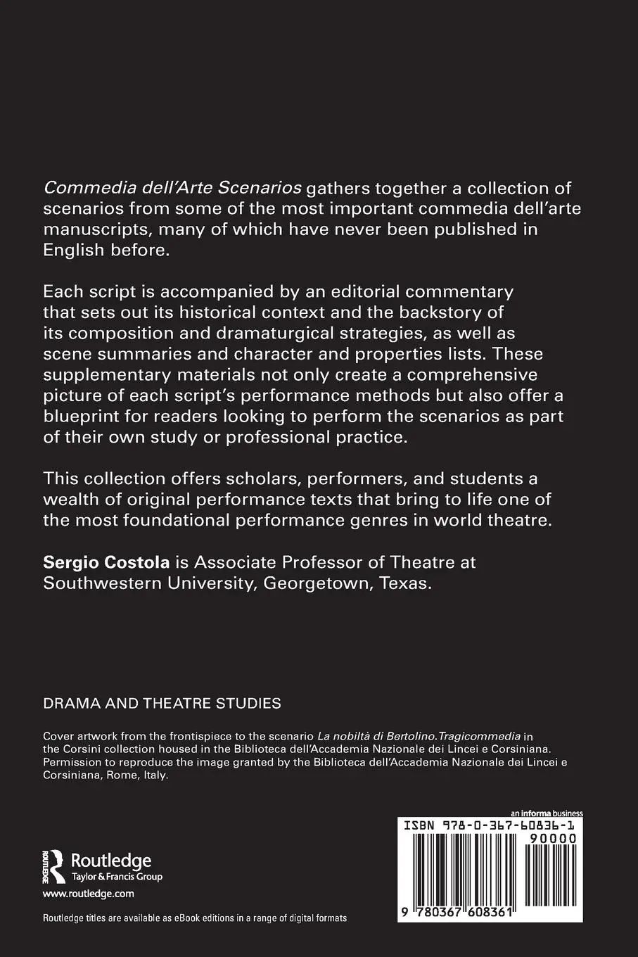 Rückseite: 9780367608361 | Commedia dell'Arte Scenarios | Sergio Costola | Taschenbuch | Englisch