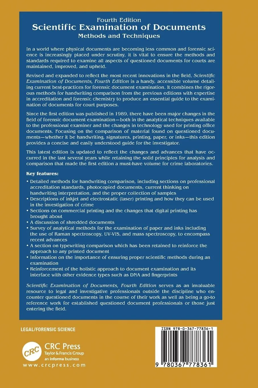 Rückseite: 9780367778361 | Scientific Examination of Documents | David Ellen (u. a.) | Buch