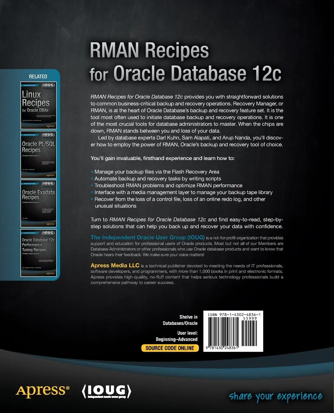 Rückseite: 9781430248361 | RMAN Recipes for Oracle Database 12c | A Problem-Solution Approach