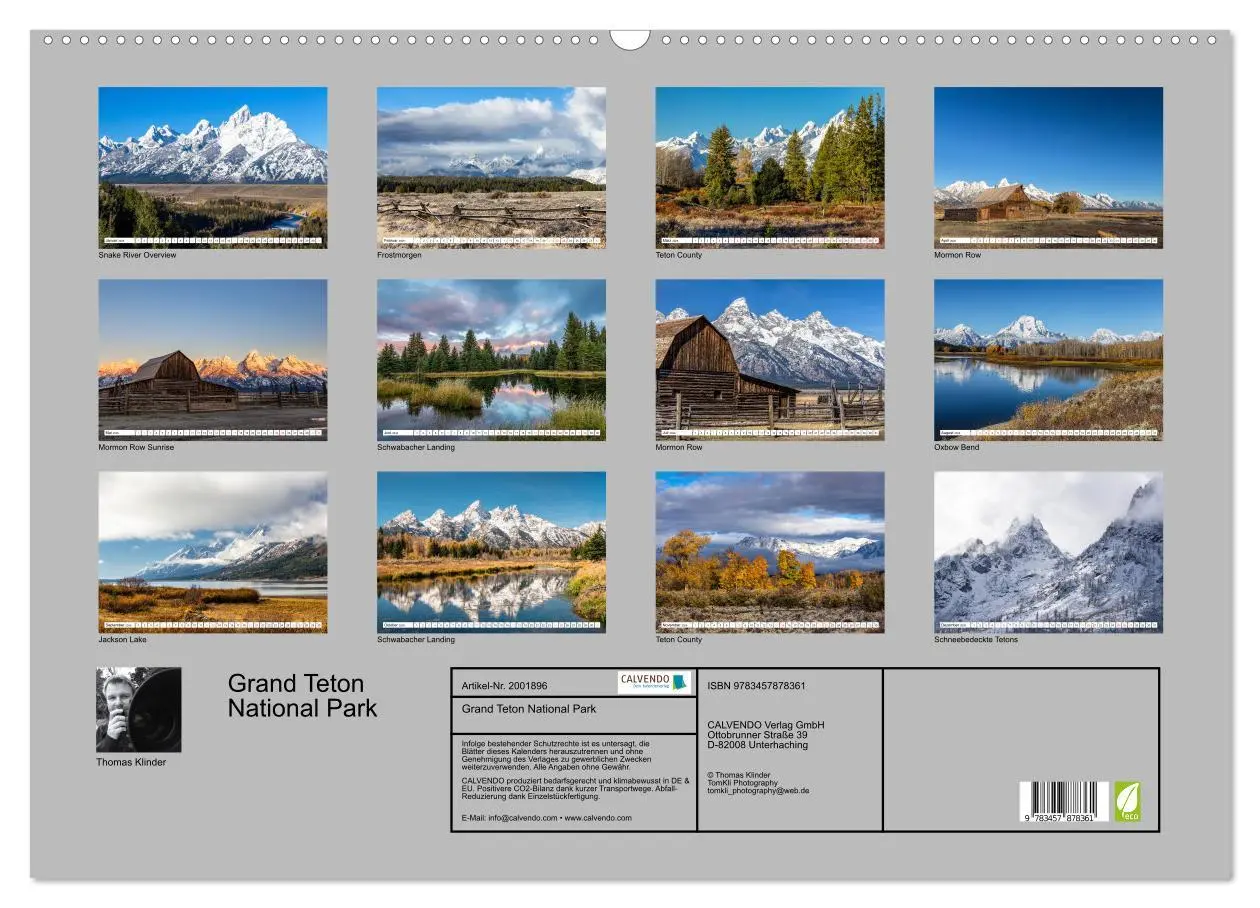 Bild: 9783457878361 | Grand Teton National Park (Wandkalender 2026 DIN A2 quer), CALVENDO...