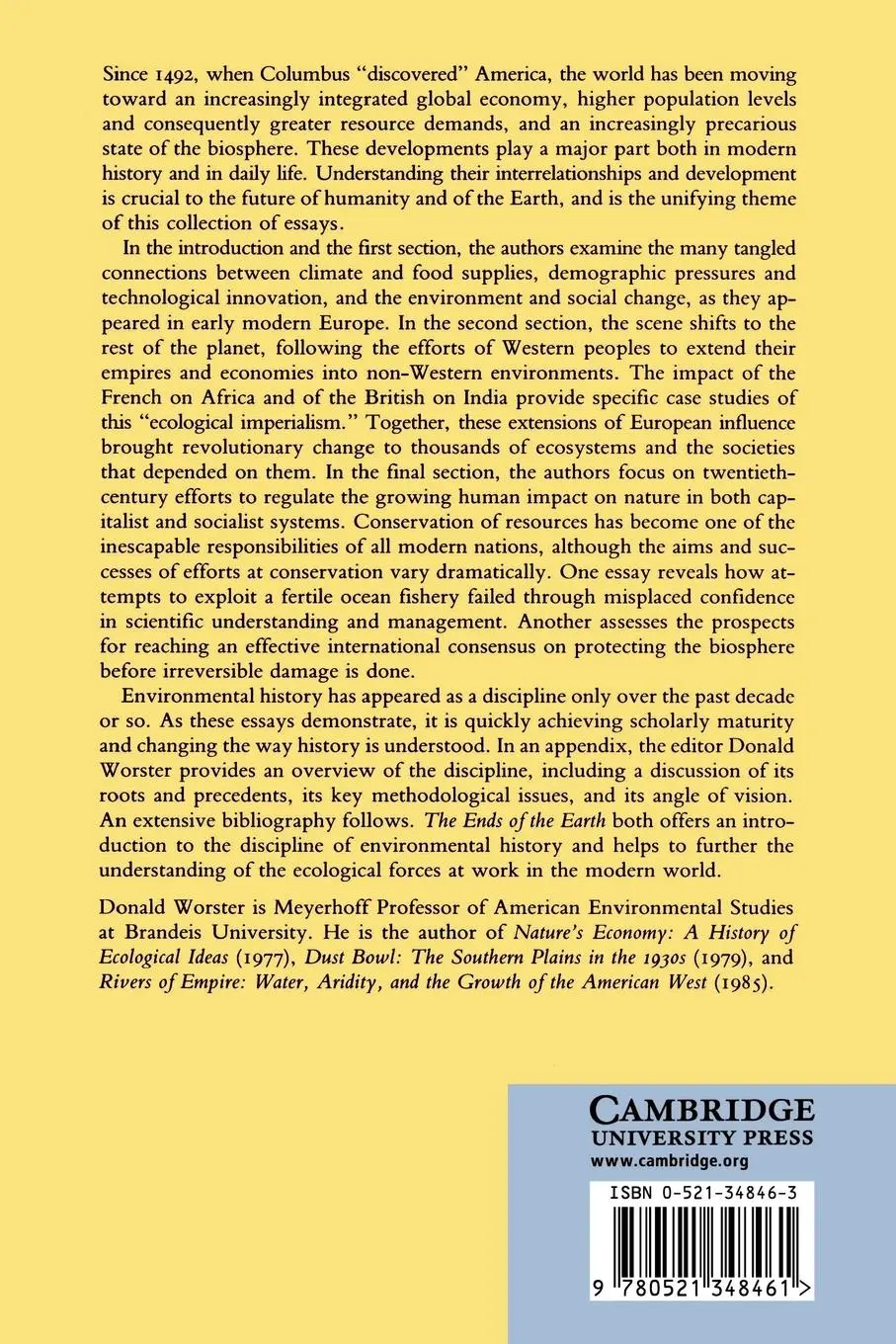 Rückseite: 9780521348461 | The Ends of the Earth | Perspectives on Modern Environmental History