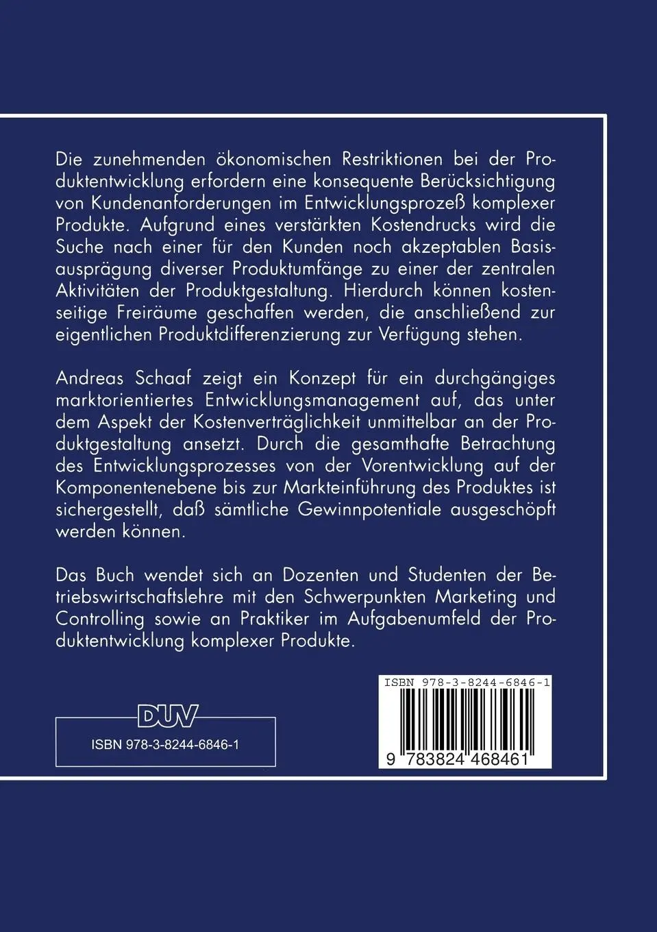 Rückseite: 9783824468461 | Marktorientiertes Entwicklungsmanagement in der Automobilindustrie