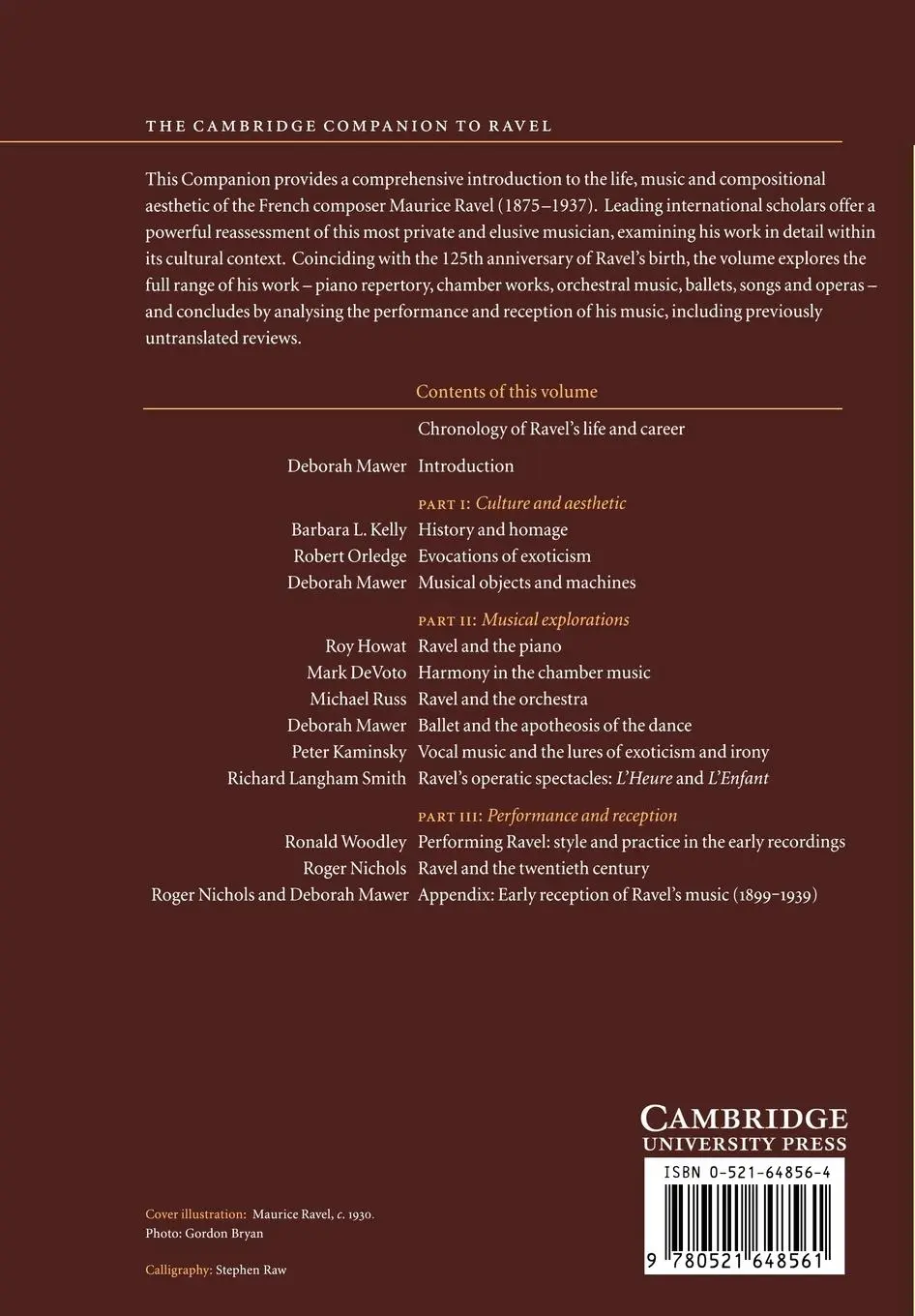 Rückseite: 9780521648561 | The Cambridge Companion to Ravel | Deborah Mawer | Taschenbuch | 2006