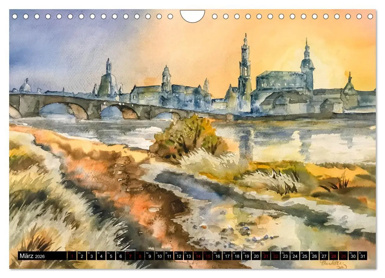 Bild: 9783457308561 | Dresden und das Elbtal - Ein Aquarellkalender von Claudia Pinkau...
