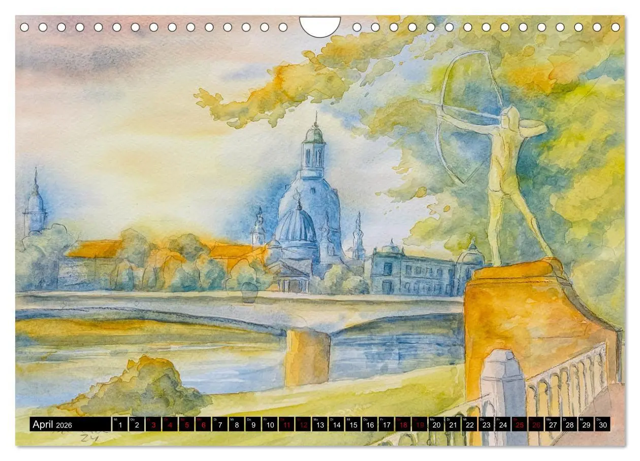 Bild: 9783457308561 | Dresden und das Elbtal - Ein Aquarellkalender von Claudia Pinkau...