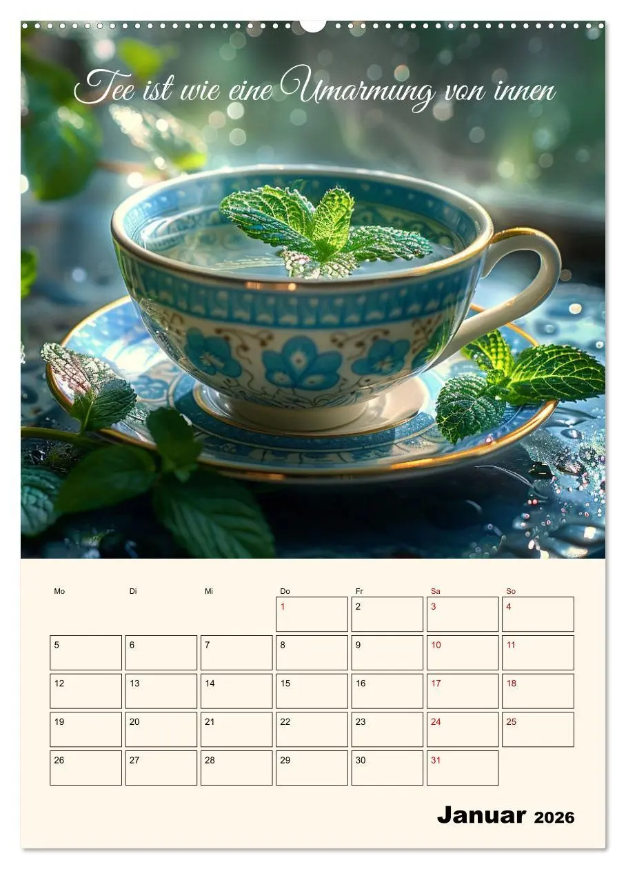 Bild: 9783516258561 | Du, mein geliebter Tee (Wandkalender 2026 DIN A2 hoch), CALVENDO...