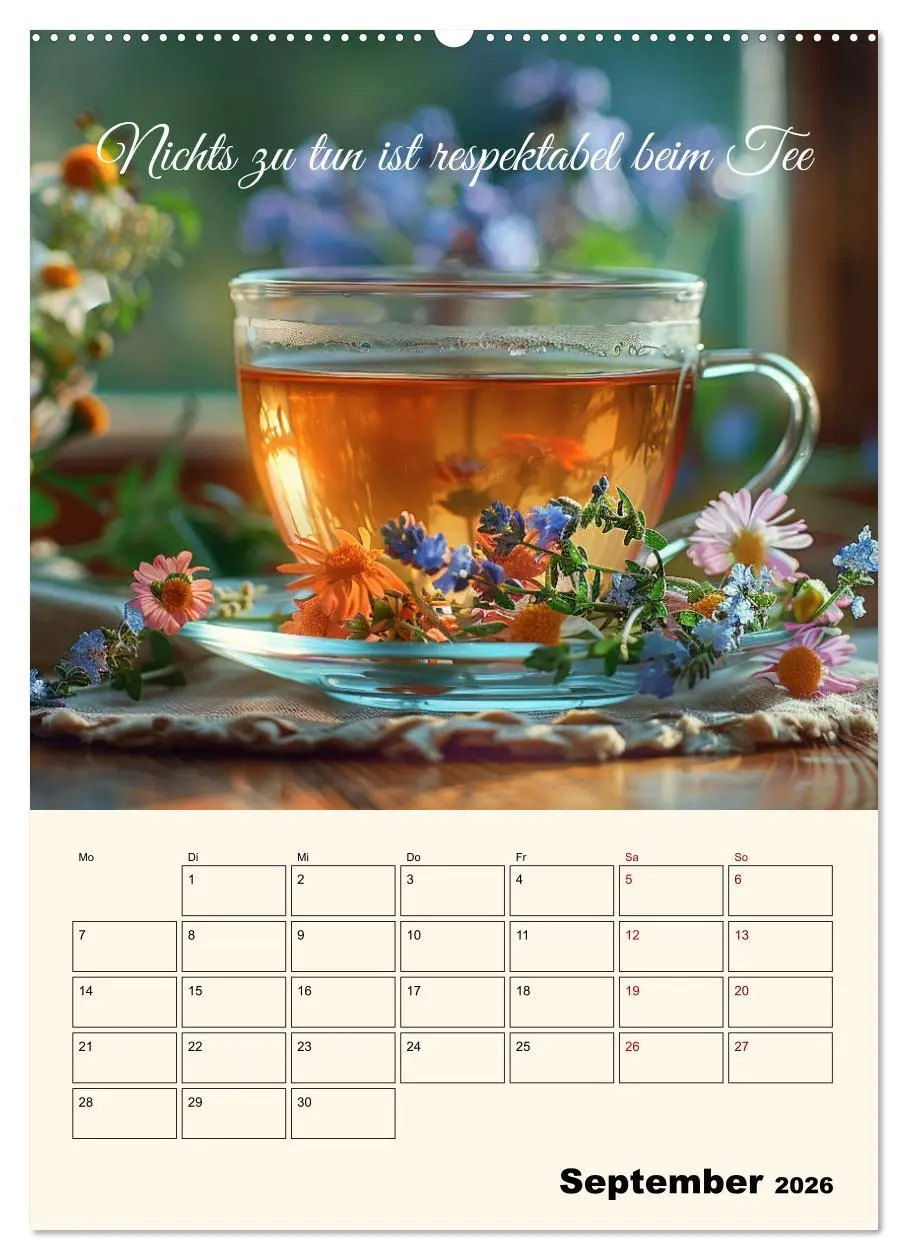 Bild: 9783516258561 | Du, mein geliebter Tee (Wandkalender 2026 DIN A2 hoch), CALVENDO...