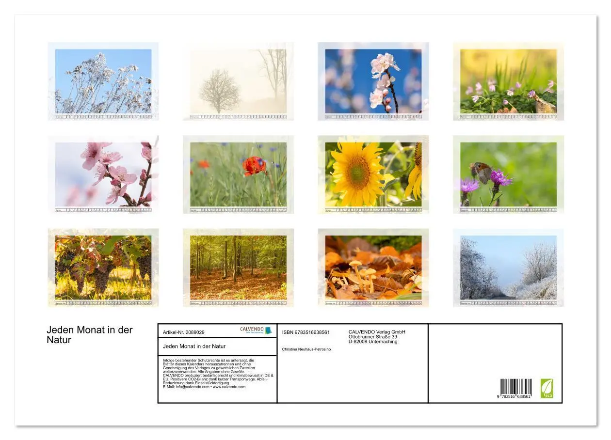 Bild: 9783516638561 | Jeden Monat in der Natur (Wandkalender 2026 DIN A2 quer), CALVENDO...