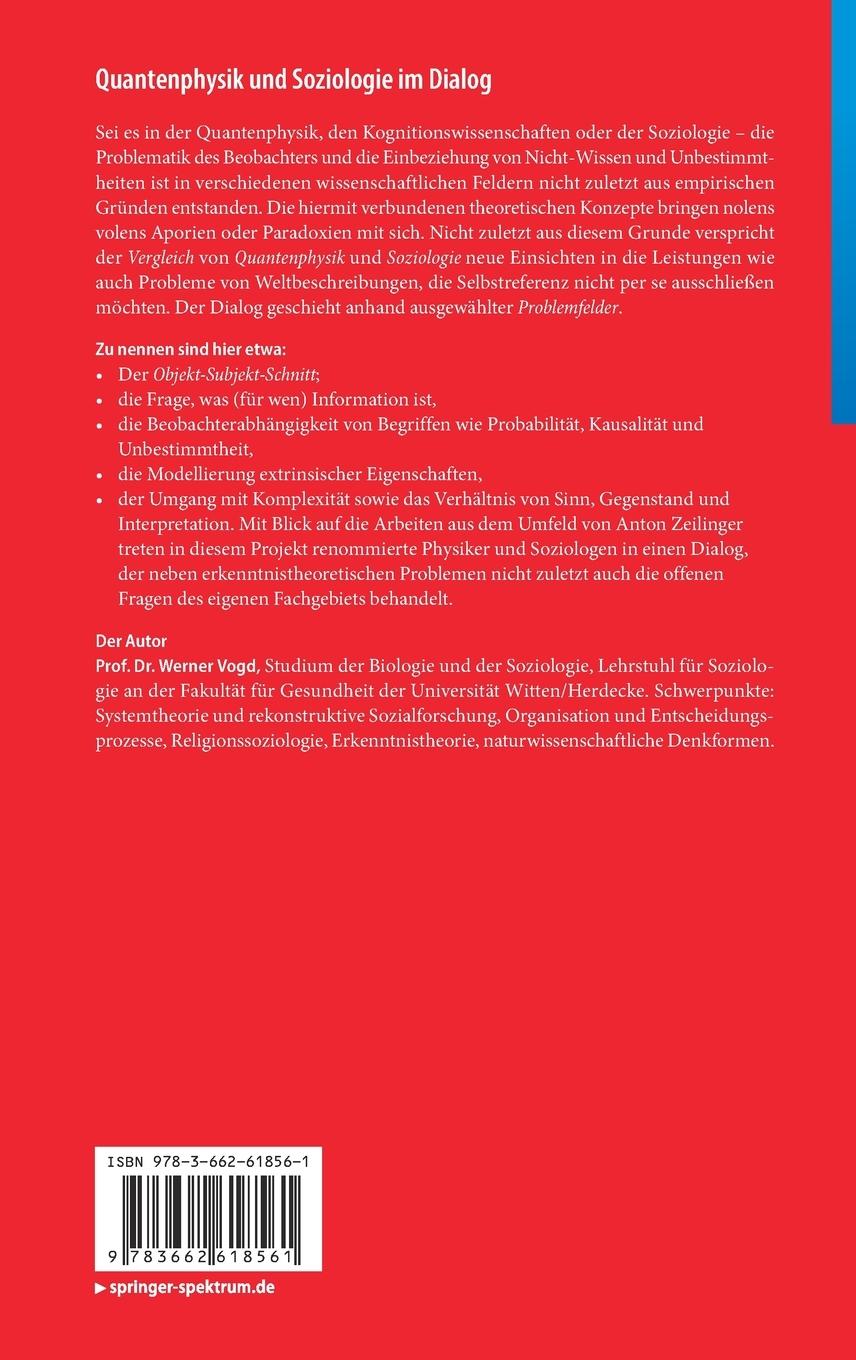 Rückseite: 9783662618561 | Quantenphysik und Soziologie im Dialog | Werner Vogd | Buch | xii