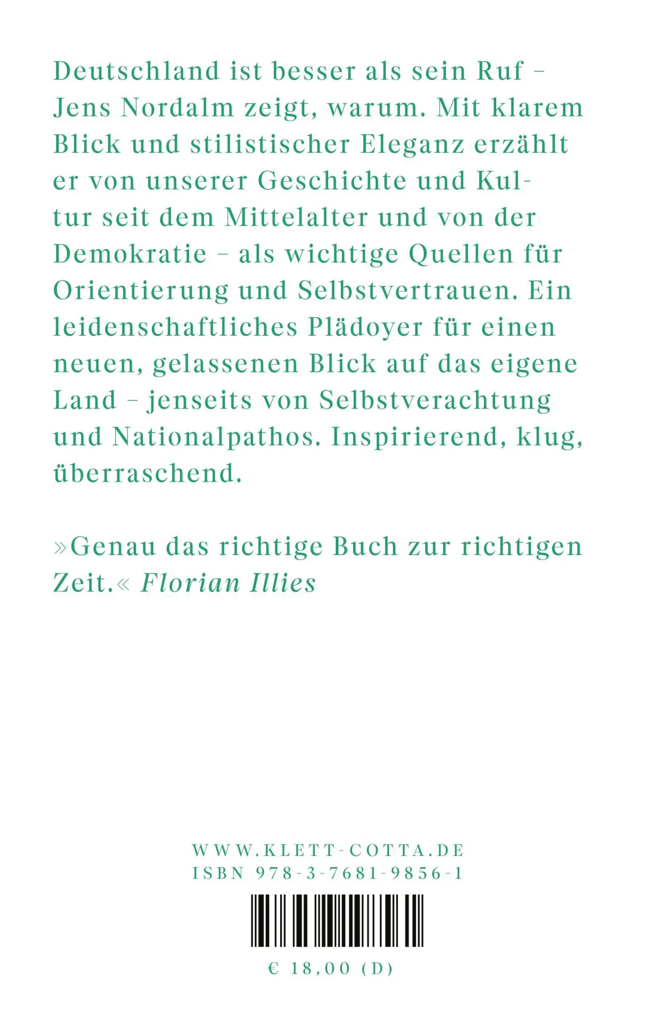 Rückseite: 9783768198561 | Deutschland - Das unterschätzte Land | Ein Loblied | Jens Nordalm