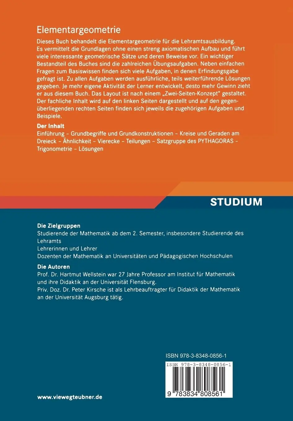 Rückseite: 9783834808561 | Elementargeometrie | Eine aufgabenorientierte Einführung | Taschenbuch