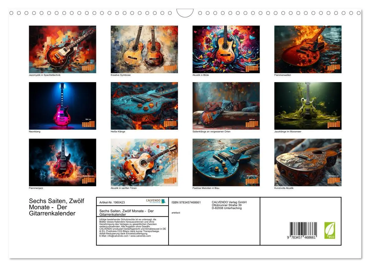 Bild: 9783457468661 | Sechs Saiten, Zwölf Monate - Der Gitarrenkalender (Wandkalender...