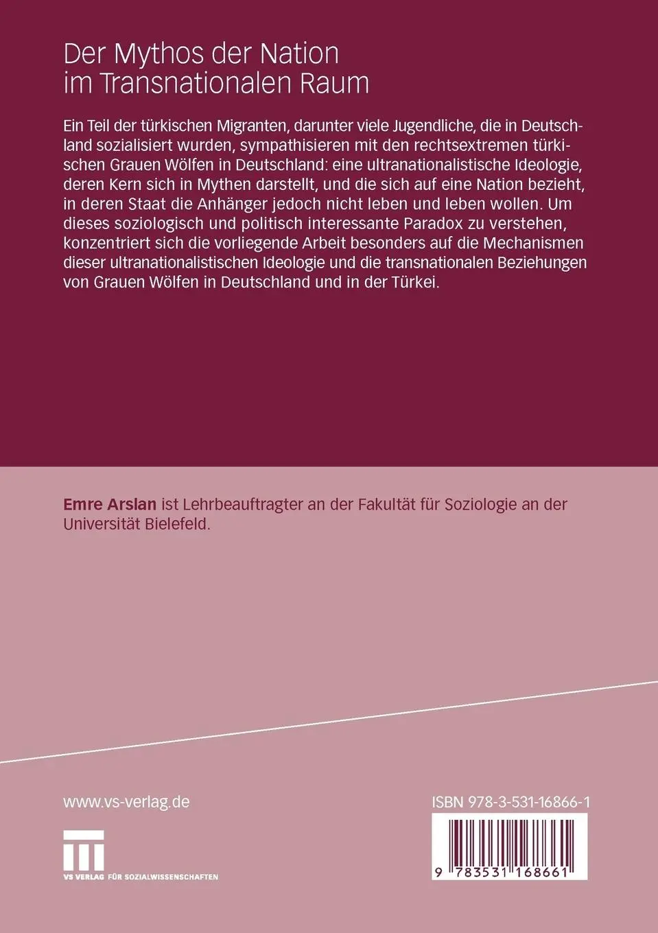 Rückseite: 9783531168661 | Der Mythos der Nation im Transnationalen Raum | Emre Arslan | Buch