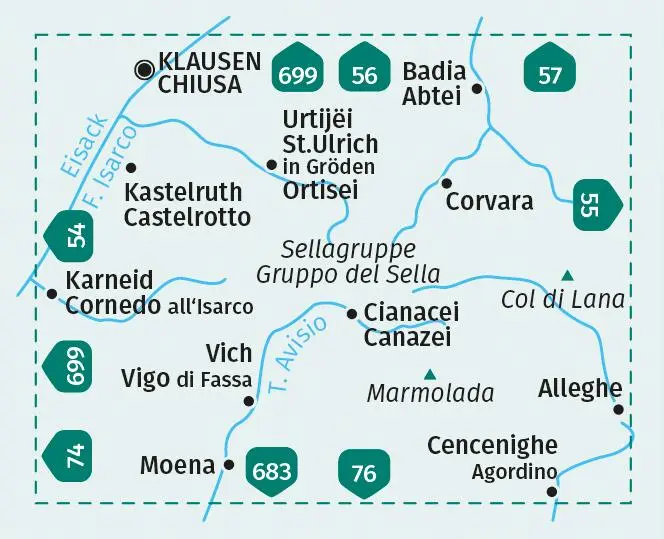 Bild: 9783991218661 | KOMPASS Wanderkarte 59 Sellagruppe, Gröden, Seiseralm / Gruppo del...