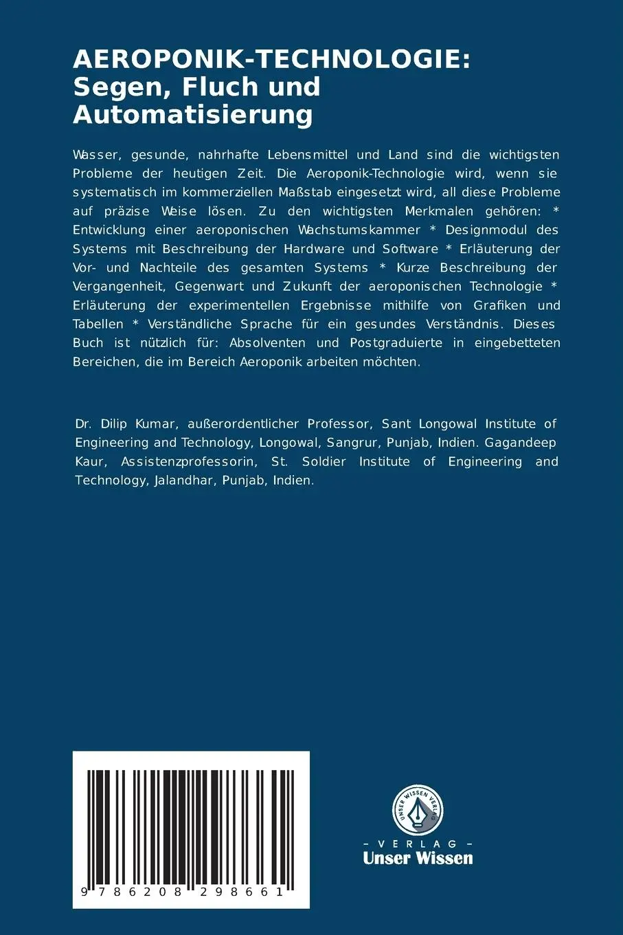 Rückseite: 9786208298661 | AEROPONIK-TECHNOLOGIE: Segen, Fluch und Automatisierung | Taschenbuch