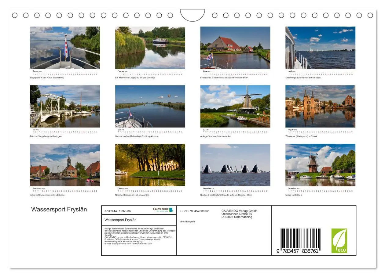 Bild: 9783457838761 | Wassersport Fryslân (Wandkalender 2026 DIN A4 quer), CALVENDO...