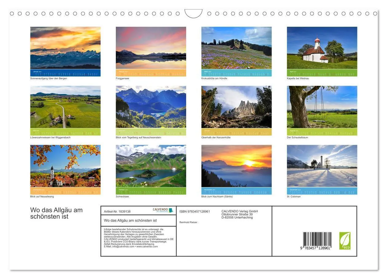 Bild: 9783457128961 | Wo das Allgäu am schönsten ist (Wandkalender 2025 DIN A3 quer),...