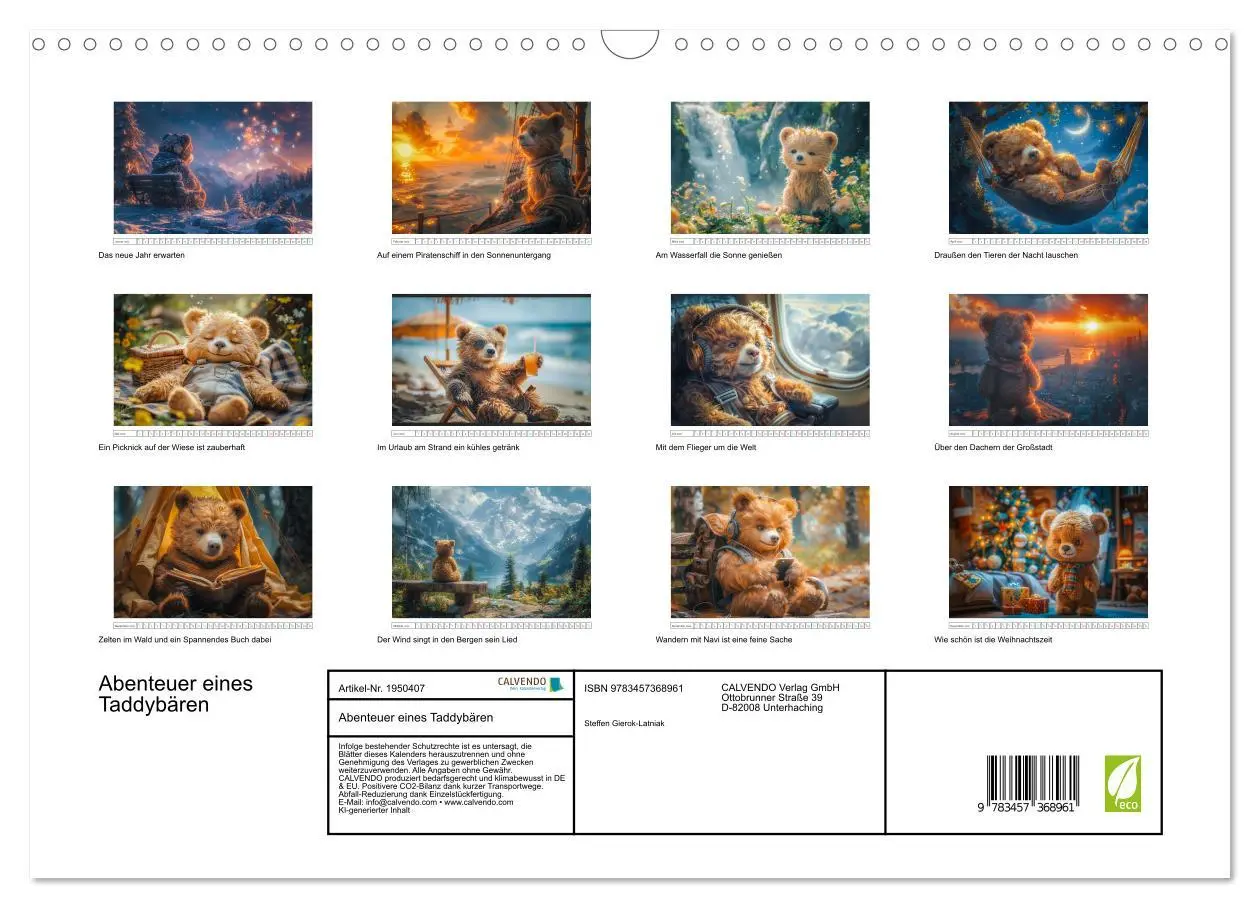 Bild: 9783457368961 | Abenteuer eines Taddybären (Wandkalender 2026 DIN A3 quer),...