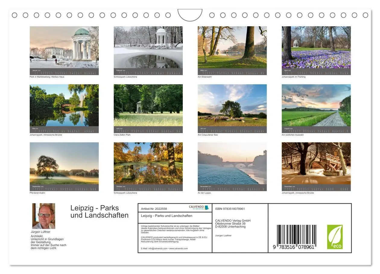 Bild: 9783516078961 | Leipzig - Parks und Landschaften (Wandkalender 2026 DIN A4 quer),...