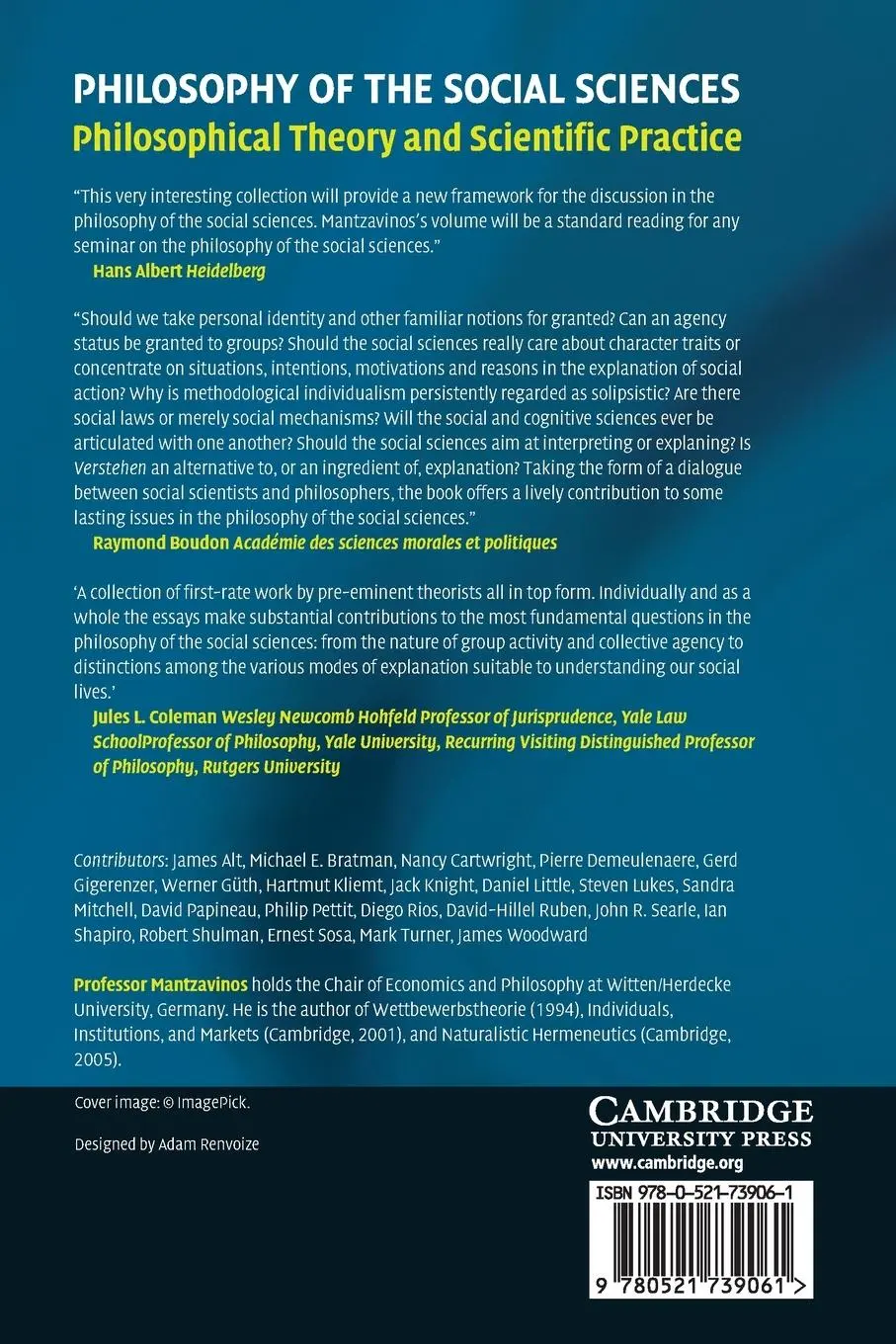 Rückseite: 9780521739061 | Philosophy of the Social Sciences | C. Mantzavinos | Taschenbuch