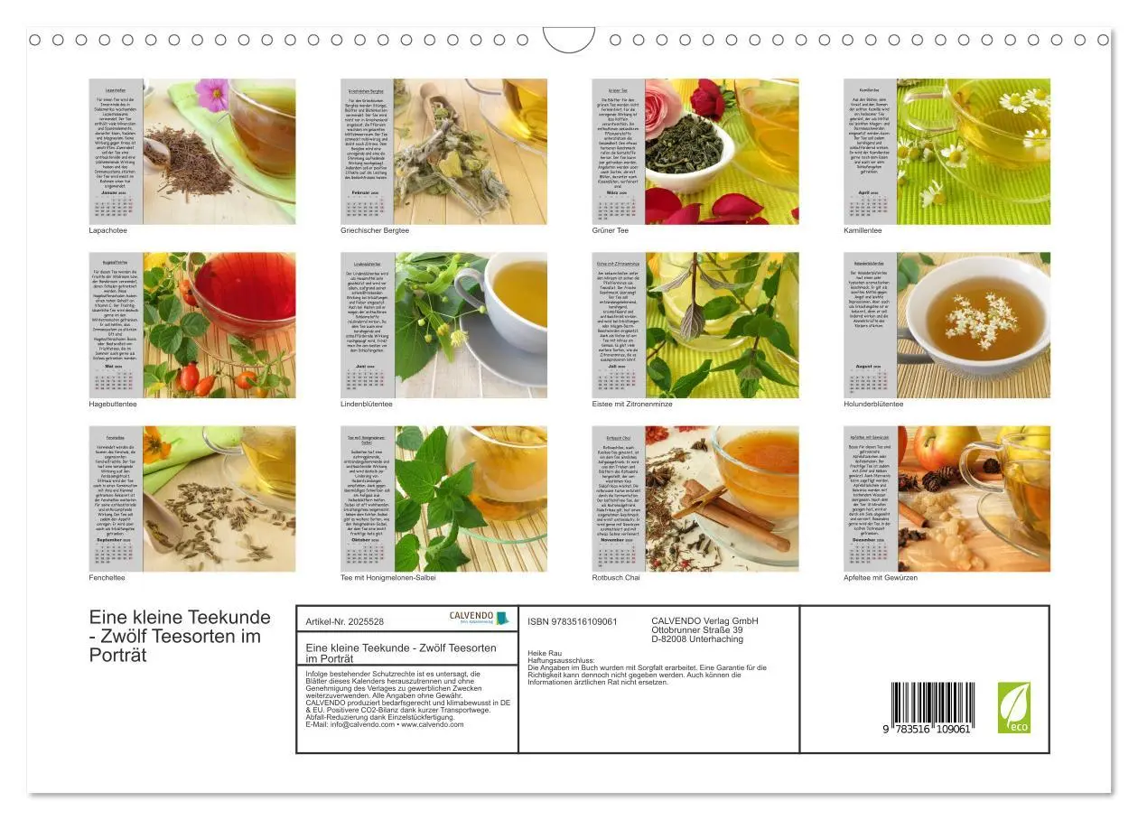 Bild: 9783516109061 | Eine kleine Teekunde - Zwölf Teesorten im Porträt (Wandkalender...
