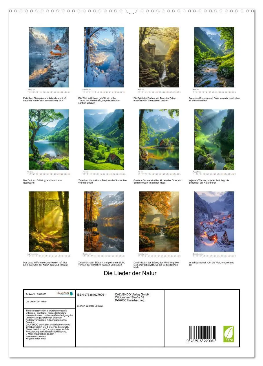 Bild: 9783516279061 | Die Lieder der Natur (hochwertiger Premium Wandkalender 2026 DIN A2...