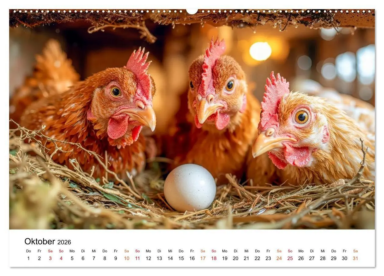 Bild: 9783516659061 | Hühner - gefiedert durchs Jahr (hochwertiger Premium Wandkalender...
