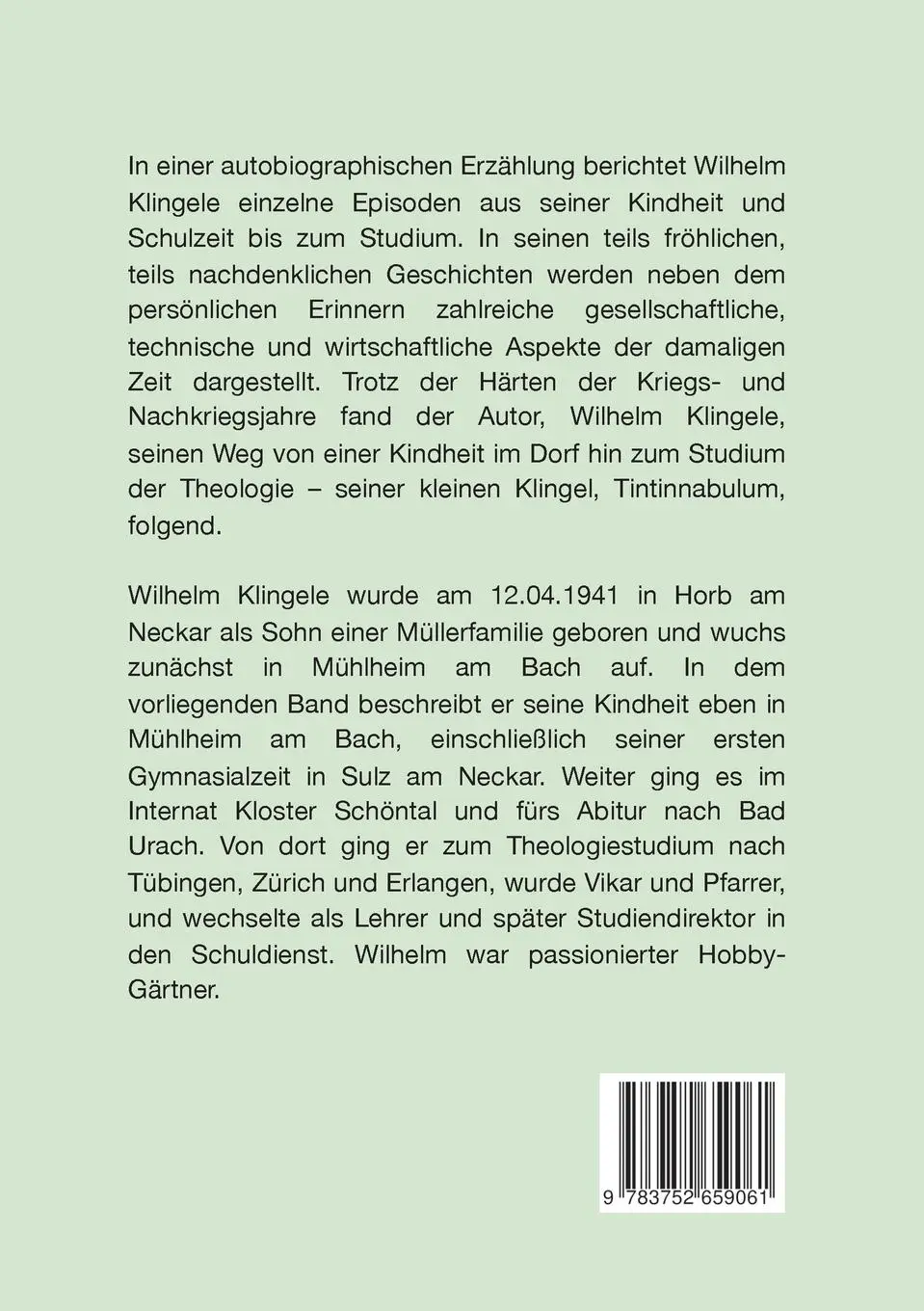 Rückseite: 9783752659061 | Tintinnabulum | Meine Kindheit in einem schwäbischen Dorf | Klingele