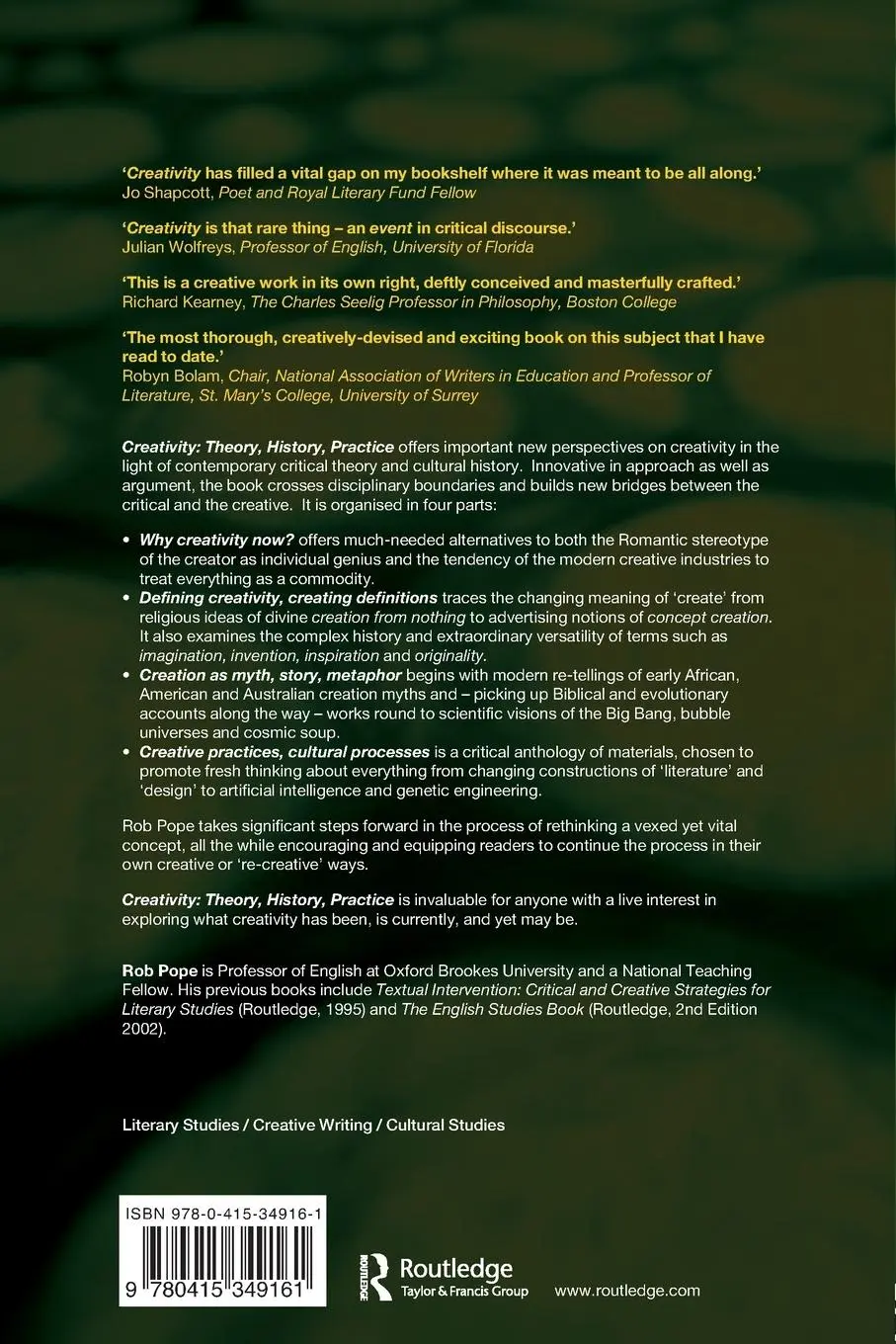 Rückseite: 9780415349161 | Creativity | Theory, History, Practice | Rob Pope | Taschenbuch | 2005