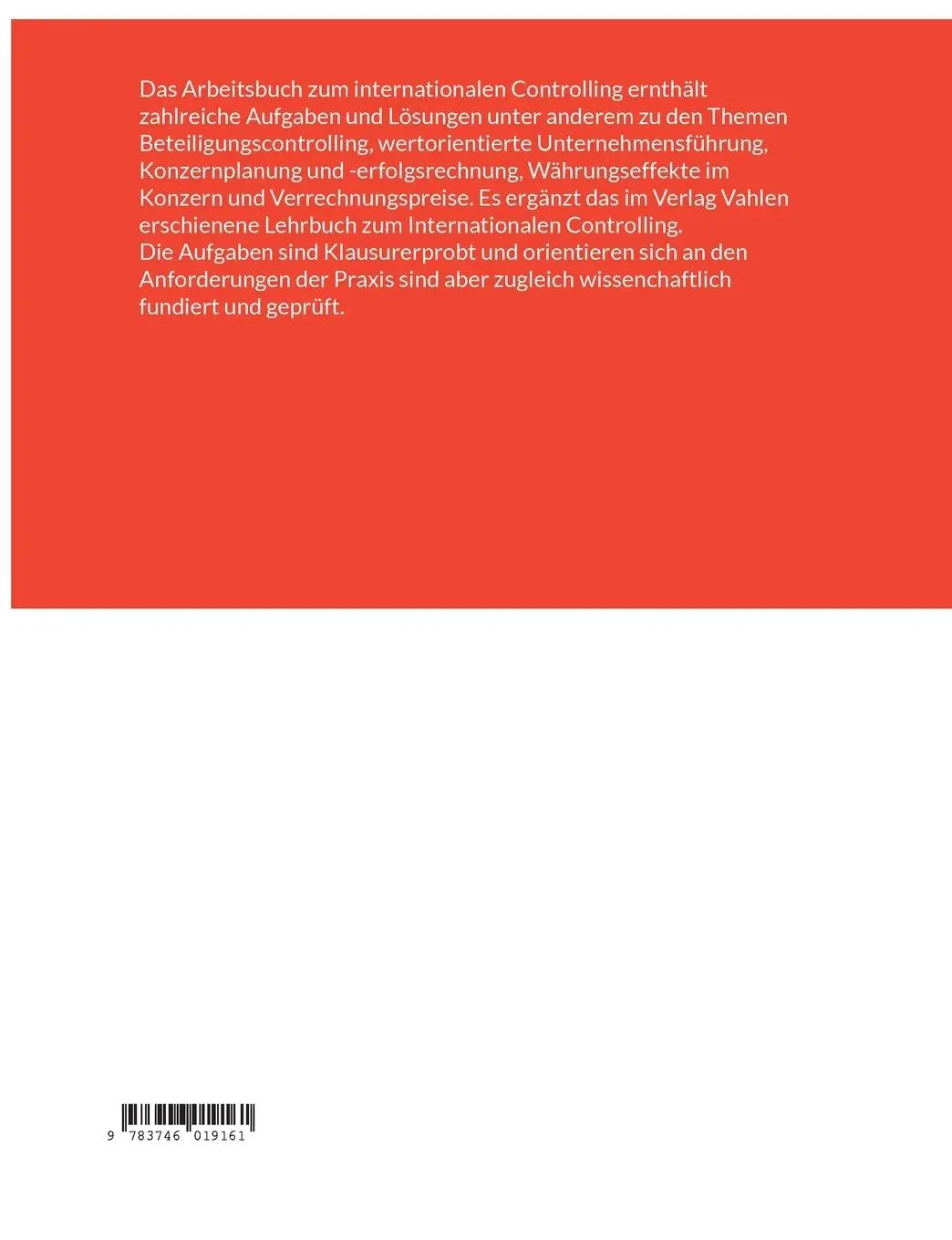 Rückseite: 9783746019161 | Internationales Controlling | Arbeitsbuch | Robert Rieg | Taschenbuch