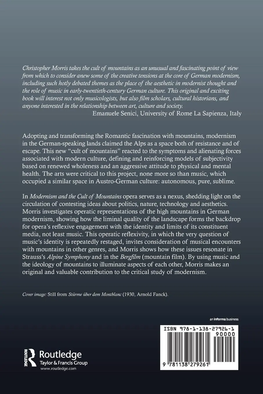 Rückseite: 9781138279261 | Modernism and the Cult of Mountains | Music, Opera, Cinema | Morris