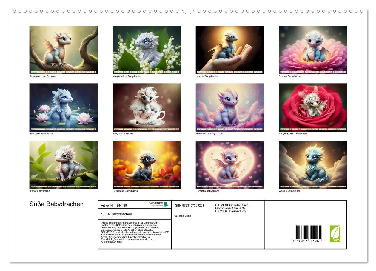 Bild: 9783457309261 | Süße Babydrachen (hochwertiger Premium Wandkalender 2026 DIN A2...