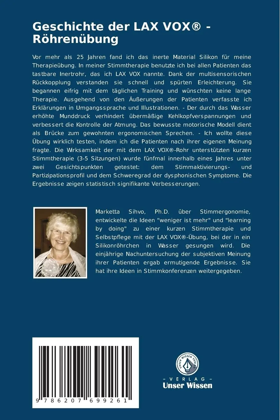 Rückseite: 9786207699261 | Geschichte der LAX VOX® - Röhrenübung | Marketta Sihvo | Taschenbuch