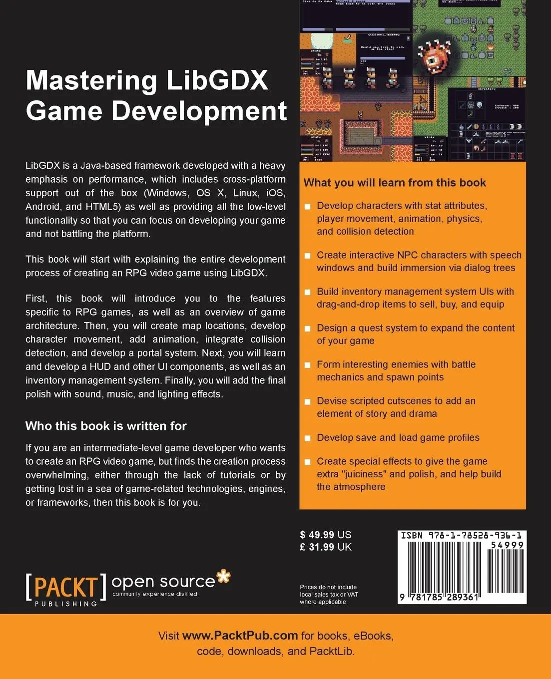 Rückseite: 9781785289361 | Mastering LibGDX Game Development | Patrick Hoey | Taschenbuch | 2015