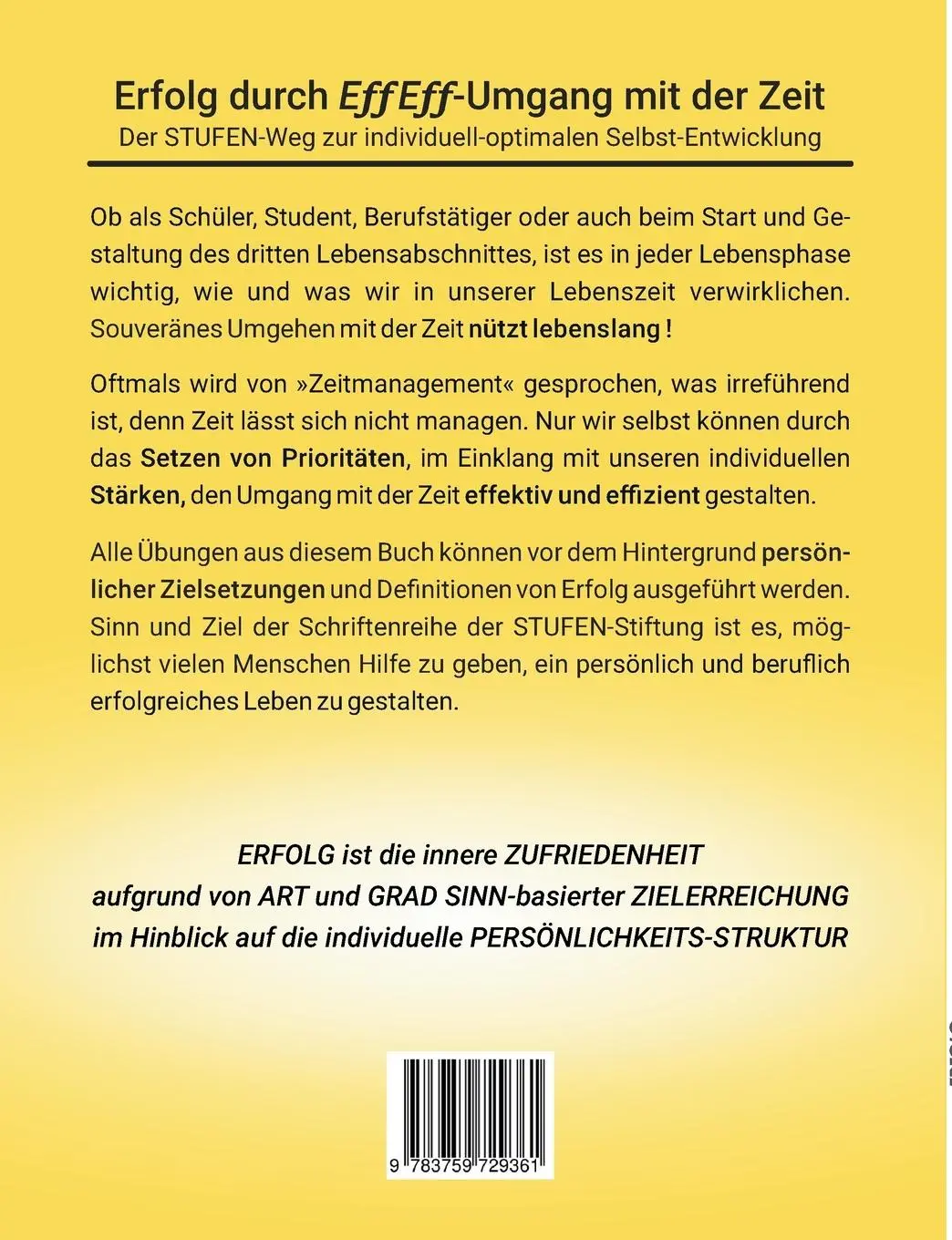 Rückseite: 9783759729361 | Erfolg durch EffEff-Umgang mit der Zeit | Jan Eggert (u. a.) | Buch