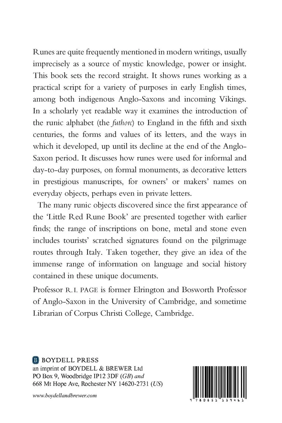 Rückseite: 9780851159461 | An Introduction to English Runes | R I Page | Taschenbuch | Englisch