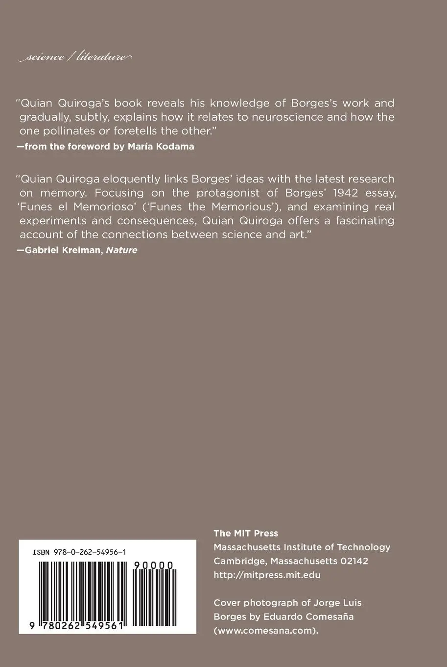 Rückseite: 9780262549561 | Borges and Memory | Encounters with the Human Brain | Quiroga | Buch