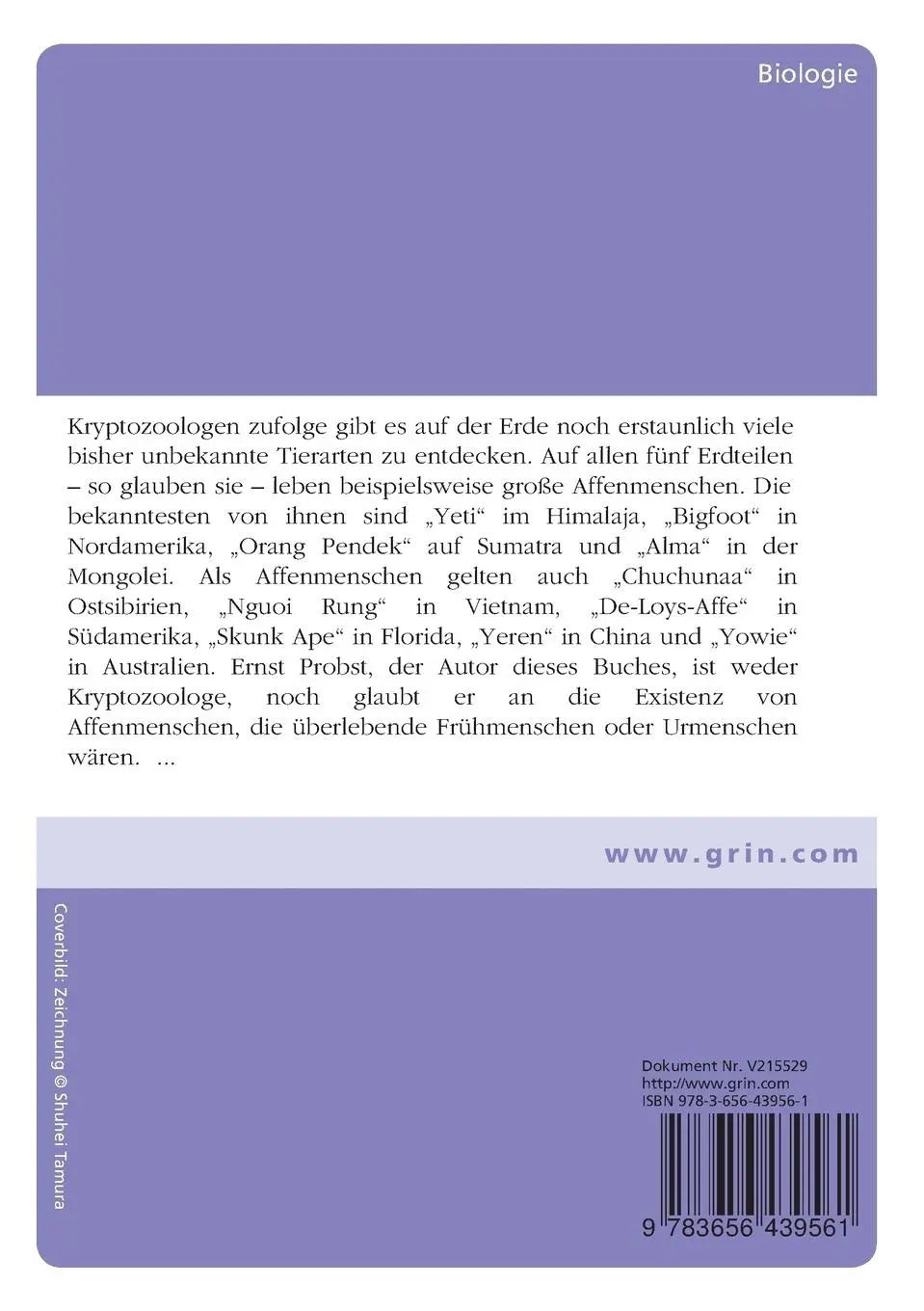 Rückseite: 9783656439561 | Affenmenschen. Von Bigfoot bis zum Yeti | Ernst Probst | Taschenbuch