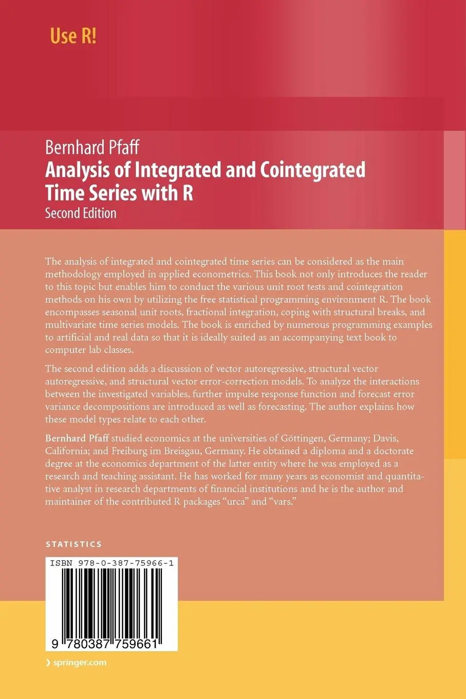 Rückseite: 9780387759661 | Analysis of Integrated and Cointegrated Time Series with R | Pfaff