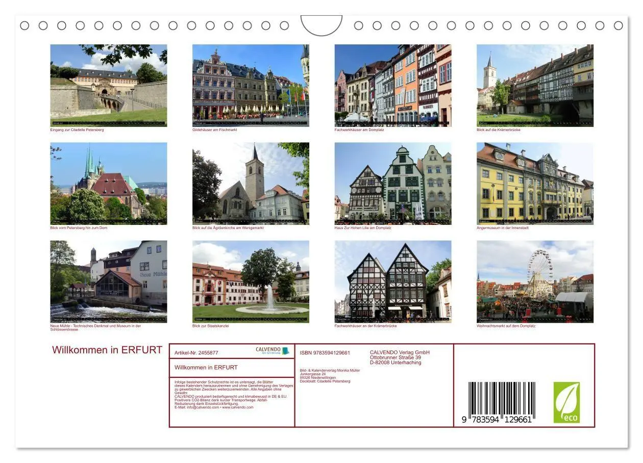 Bild: 9783594129661 | Willkommen in ERFURT (Wandkalender 2027 DIN A4 quer), CALVENDO...