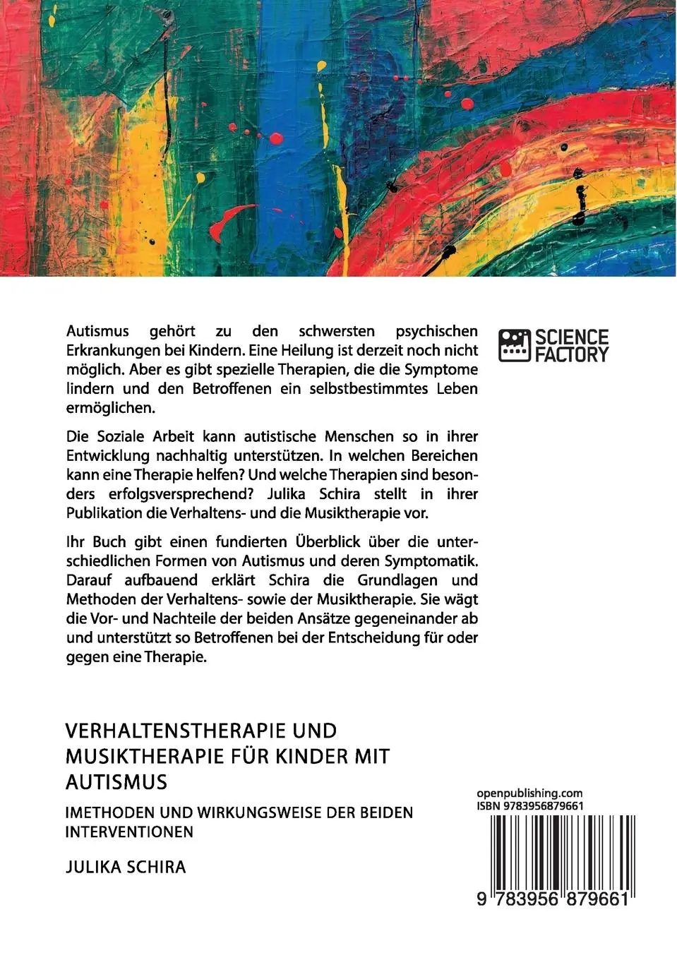 Rückseite: 9783956879661 | Verhaltenstherapie und Musiktherapie für Kinder mit Autismus....