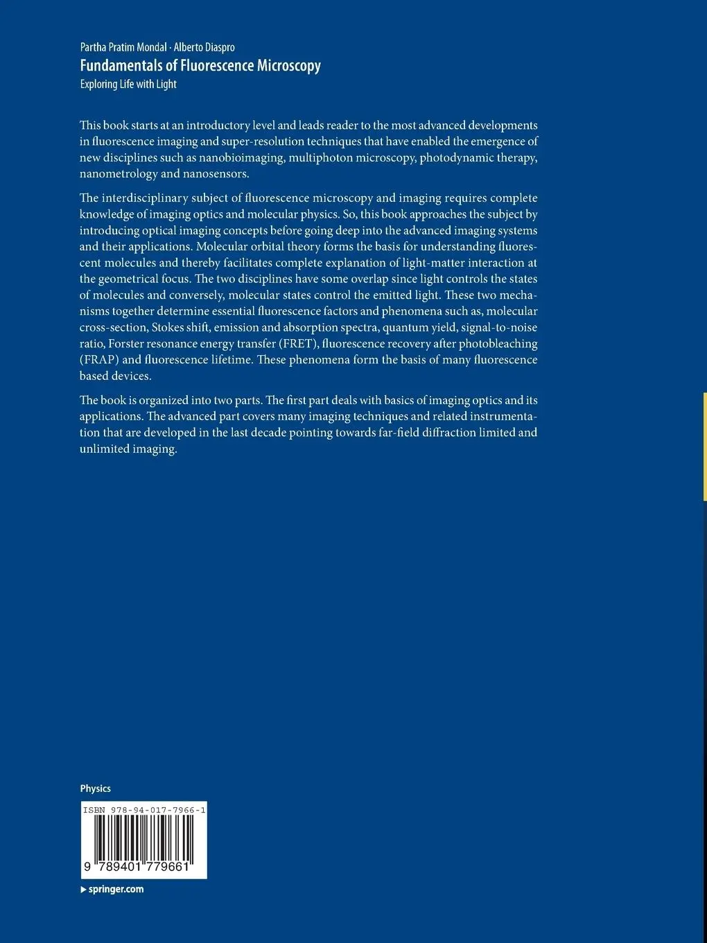 Rückseite: 9789401779661 | Fundamentals of Fluorescence Microscopy | Exploring Life with Light