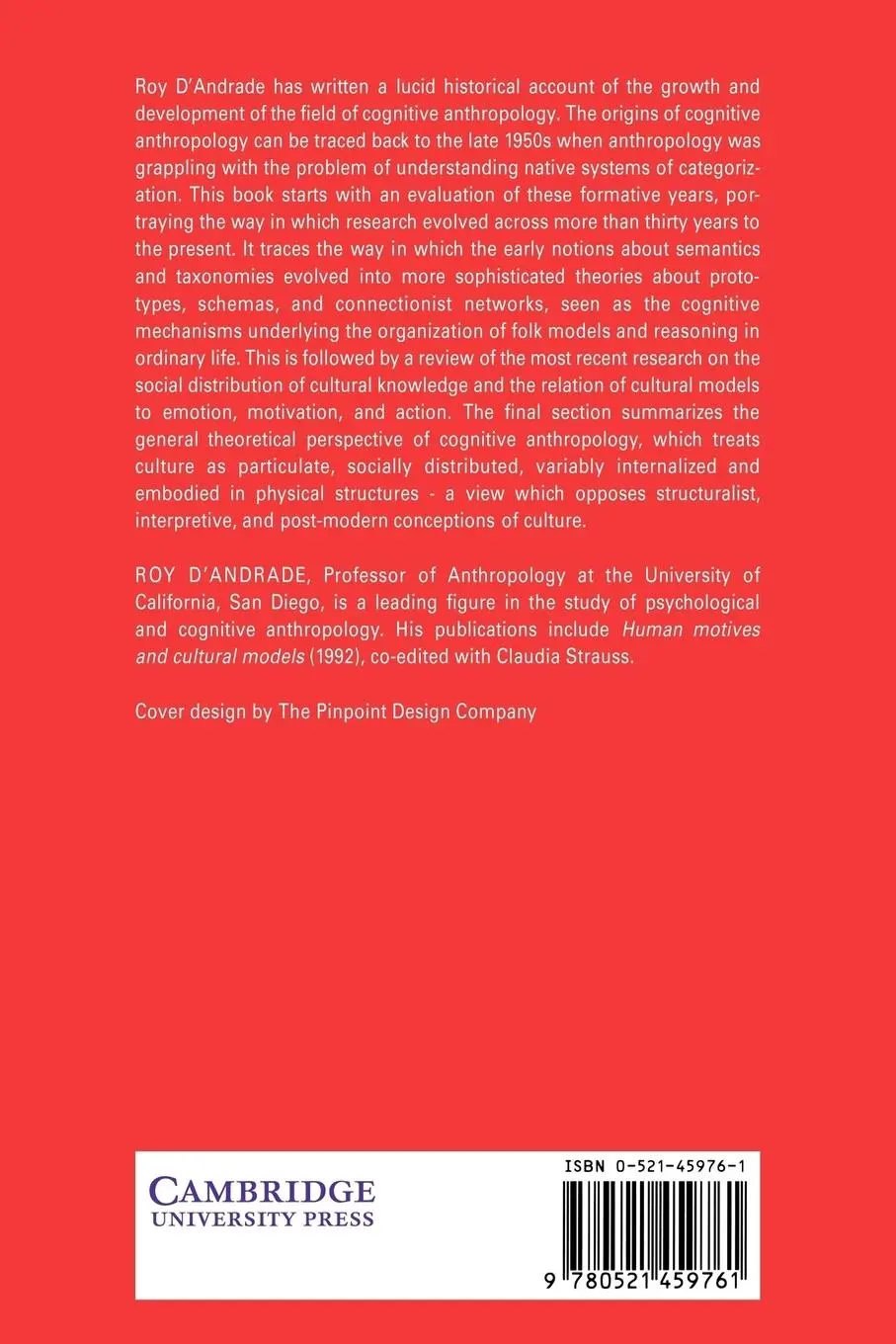 Rückseite: 9780521459761 | The Development of Cognitive Anthropology | Roy D'Andrade | Buch