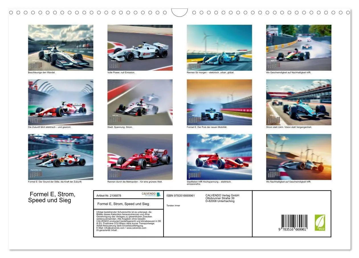 Bild: 9783516669961 | Formel E, Strom, Speed und Sieg (Wandkalender 2026 DIN A3 quer),...