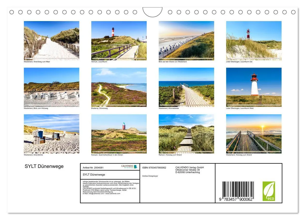 Bild: 9783457900062 | SYLT Dünenwege (Wandkalender 2026 DIN A4 quer), CALVENDO...