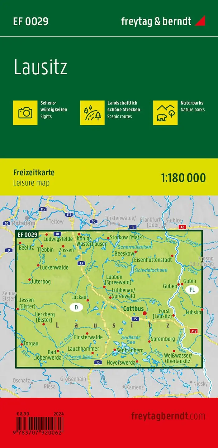 Rückseite: 9783707920062 | freytag &amp; berndt Freizeitkarte Lausitz 1:180.000 | Freytag &amp; Berndt