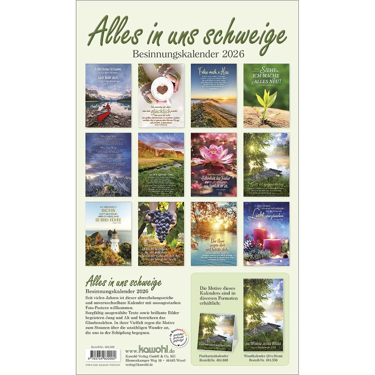 Bild: 9783754830062 | Alles in uns schweige 2026 | Besinnungskalender | Kalender | 14 S.