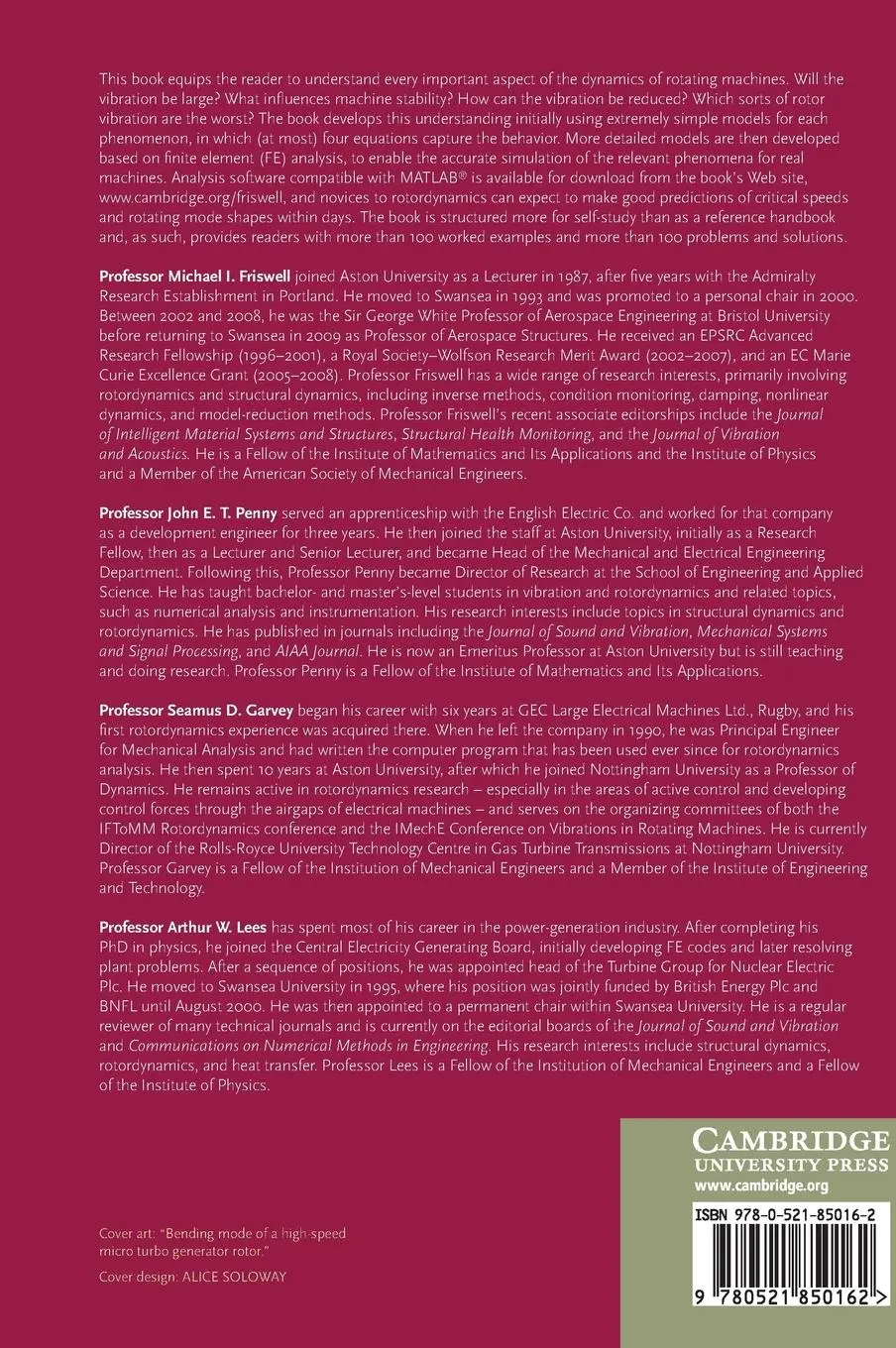 Rückseite: 9780521850162 | Dynamics of Rotating Machines | Michael I. Friswell (u. a.) | Buch